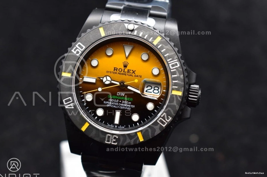 Yellow Popular Black VSF Dial DIW Edition 476 VS DLC on Submariner 1:1 Best DLC Bracelet 1225